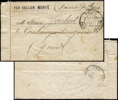 Let BALLONS MONTES - "Armée De Paris" Manuscrit S. LAC Formule Non Affr., Càd Pl. De La Bourse 14/1/71, Arr. COULANGES-S - Guerre De 1870