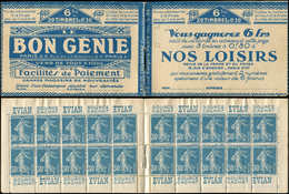 CARNETS (N° Yvert) - 192-C1    Semeuse Camée, 30c. Bleu, N°192b, T IIB, S. 94-C, NOS LOISIRS/BON GENIE, Haut De Feuille, - Altri & Non Classificati