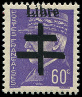 ** TIMBRES DE LIBERATION - AIGURANDE 1a : 60c. Violet, DOUBLE Surcharge, TB - Libération