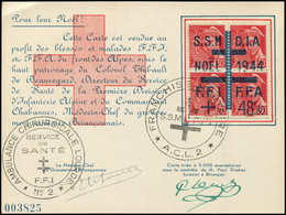 Let TIMBRES DE LIBERATION - BRIANCON 10 : 30c. Rouge, BLOC De 4 Obl. S. Carte Noël 1944, TB - Libération
