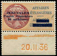 ** Spécialités Diverses - JERUSALEM 2 : 20m Jaune-orange Et Brun-rouge, Bdf Daté 20/11/36, TB - Guerre (timbres De)