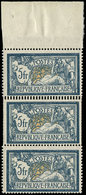 ** VARIETES - 123   Merson,  5f. Bleu Et Chamois, DOUBLE PIQUAGE Horizontal Dans Une Bande De 3 Verticale, Bdf, Superbe - Neufs