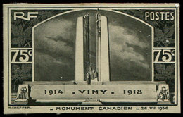 Collection Henri Cheffer - 316   Vimy, 75c., Maquette Au Format Du Timbre, TB - Non Classés