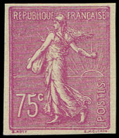 ** NON DENTELES - 202b  Semeuse Lignée, 75c. Lilas Rose, TB - Non Classés