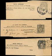 Let ENTIERS POSTAUX - Sage, 1c. Noir, 3 Bandes N°A9, A10 Et Blanc N°A8, Cote Jordaan (2) Et COTE Du SAMEDI Obl., TB - Andere & Zonder Classificatie