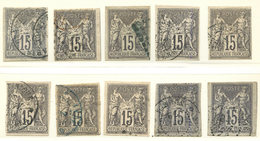 Colonies Générales - 33   15c. Gris, 10 Ex., Oblitérations Diverses, B/TB - Altri & Non Classificati