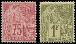 * Colonies Générales - 58/59, 75c. Rose Et 1f. Olive, N°58 Forte Ch., TB - Autres & Non Classés