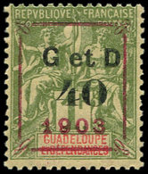 ** GUADELOUPE 52h : 40 Sur 1f. Olive, Surcharge 1903 Rouge, Type Ee, TB. C - Altri & Non Classificati