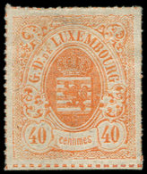 (*) LUXEMBOURG 23 : 40c. Rouge-orange, Percé En Lignes Colorées, Léger Pelurage, TB - 1859-1880 Stemmi