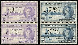 ** ILE MAURICE 213/14 : Victoire, Perforés SPECIMEN, PAIRES, TB - Maurice (...-1967)