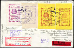 Let YEMEN 218IIza, 219 IIxb, 220, 221, Obl. 3/3/68 S. Env. Rec. Du Camp Al-Mansur Pour Gummerbach, TB, N° Michel - Yémen