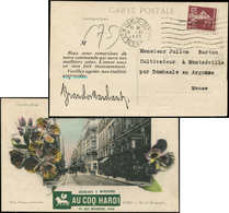 Let France N°189 Perforé Oeuf Obl. PARIS 8/2/27 S. CP Couleur "Au Coq Hardi", TB - Hoendervogels & Fazanten