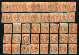 N°16 40c. Orange, 68 Ex. Obl. PC, Nuances Très Variées, Tous Ex. Choisis, TB/TTB/Superbes - Sammlungen (im Alben)