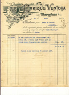 1907 Vins Madère Vinos De España Y Portugal  - Tarragona Enrique Ventosa - Factura De 100 Litres De Madére - 1907 - Espagne