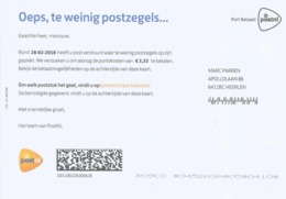 Nederland Netherlands 2018 Portkaart Postage Due Card - Brieven En Documenten