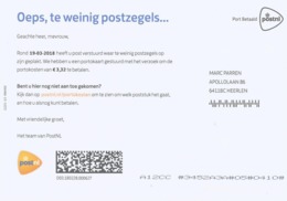 Nederland Netherlands 2018 Portkaart Postage Due Card - Cartas