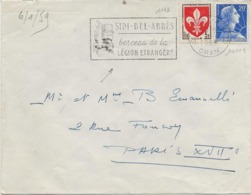 LETTRE AFFRANCHIE N° 1011 C + N° 1186 - OBLIT-FLAMME SIDI-BEL -ABES BERCEAU DE LA LEGION ETRANGERE -ANNEE 1958 - Brieven En Documenten