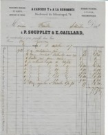 Facture 1865 "P. Soupplet & Gaillard" Mercerie, Rubans Et Velours - TTB - Kleidung & Textil