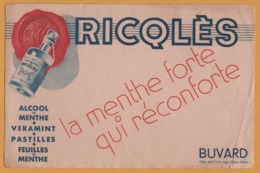 BUVARD Illustré - BLOTTING PAPER - RICQLES - Alcool Menthe - La Menthe Forte Qui Réconforte - Edit. IDEA Saint Ouen - A