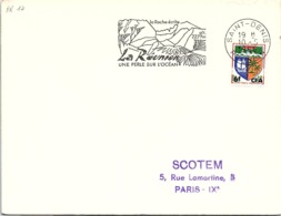 REUNION - LETTRE FLAMME LA ROCHE ECRITE  LA REUNION UNE PERLE SUR L'OCEAN   - ST DENIS 10.5.1966  / 2-R17 - Lettres & Documents