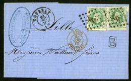 BELGIQUE 1870 TARIF FRONTALIER N° 30 Obl. Pc "363" + C-à-d "TOURNAY 23/10/70" + "PD". Lettre Datée De Warchin - 1869-1883 Leopold II.