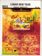 AUSTRALIA 2005 CHRISTMAS ISLAND: FOLDER With The SS LUNAR NEW YEAR: YEAR Of The ROOSTER - 14 Stamps (12 With the Zodiacs - Christmas Island