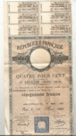 JC , Dette Publique , Quatre Pour Cent  , Rente De Cinquante Francs , 1929 , 2 Scans , Frais Fr 1.95 E - Otros & Sin Clasificación