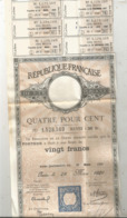 JC , Dette Publique , Quatre Pour Cent  , Rente De Vingt Francs , 1929 , 2 Scans , Frais Fr 1.95 E - Altri & Non Classificati