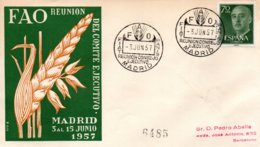 O46 Réunion Du Comité Exécutif De La FAO à Madrid Du 3 Au 15 Juin 1957 - FDC  TTB - Contro La Fame