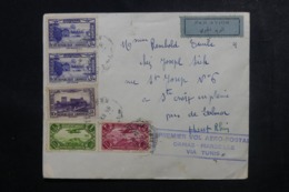 GRAND LIBAN - Enveloppe 1er Vol Damas / Marseille Via Tunis En 1938, Affranchissement Plaisant - L 48029 - Cartas & Documentos