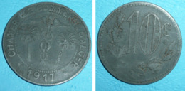 Rare Pièce De Monnaie 10 Centimes  C, Chambre Du Commerce D'Alger 1917 - Algérie