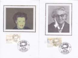 FDC OP SOIE/ZIJDE OP KAART   DAG V/D POSTZEGEL   BELGISCE VROUWEN BEKENDE - 1991-2000