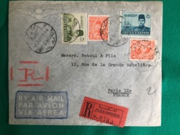 EGYPTE  LETTRE RECOMMANDÉE PAR AIR MAIL ALEXANDRIE  POUR PARIS 1937 - Storia Postale