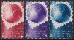 Egypt 1949. Scott #281-3 (M) Globe, 75th Anniv Of The UPU ** Complet Set - Unused Stamps