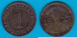 DR. 1 Reichspfennig 1933 A Kupfer J.-Nr.313 - 1 Renten- & 1 Reichspfennig