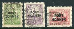 PORT GDANSK 1926 Overprints On .Buildings Definitives, Type I, Set Of 3 Used  Michel 12-14 - Bezetting