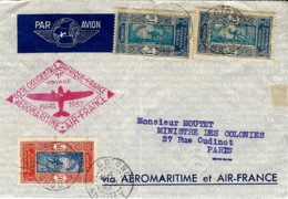 Mars 1937- Enveloppe Par Avion De COTONOU Pour Paris ,1er Voyage Via - Aeromaritime Et Air-France - Lettres & Documents