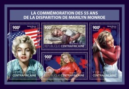 C A R - 2017 - Marilyn Monroe - Perf 4v Sheet - M N H - Repubblica Centroafricana