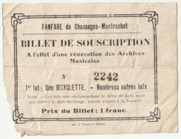Billet De Souscription Fanfare De Chassagne Montrachet - Billets De Loterie