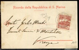 SAINT MARIN - N° 36 / CPA DU 11/7/1906 POUR VIENNE - TB - Covers & Documents