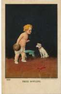 Prize Bowling  Young Nude Boy Playing With His Dog . Undivided Back - Boliche