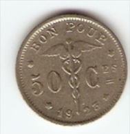 Belgique 1923 FR - 50 Centimes - Bon Pour - Monnaie - 50 Centimes