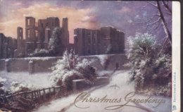 United Kingdom PPC Christmas Greetings Kenilworth Castle Raphael Tuck 'Oilette' No. 1468 Duplex Cds. BRADFORD 1904 - Coventry