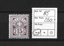 1906 ZIFFERMUSTER (Faserpapier Mit Wasserzeichen) → SBK85** - Neufs