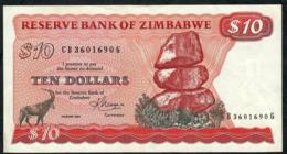 ZIMBABWE  P3d 10 DOLLARS 1983 #CB/G Signature 2     XF   NO P.h. - Simbabwe