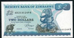 ZIMBABWE  P1b 2 DOLLARS 1983 #AB-R  Signature 2    UNC. - Zimbabwe