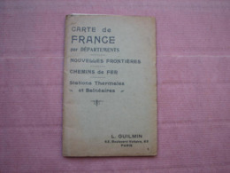 Carte De France Par Départements. Nouvelles Frontières, Chemins De Fer Pas Datée. Estim. 1941/42 - Cartes Routières