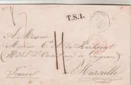 LAC FIRENZE Italie 22/8/1844 Cachet Entrée SARDAIGNE Par ANTIBES Route TS1 à Comte A De Kerhoent Marseille - Entry Postmarks