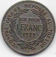 Colonie De La MARTINIQUE - Bon Pour 1 Franc  1922 - Colonies