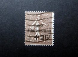 FRANCE 1930 N°267 OBL. (CAISSE D'AMORTISSEMENT 4ÈME SÉRIE. SEMEUSE LIGNÉE. +25C SUR 50C BRUN) - 1927-31 Caisse D'Amortissement